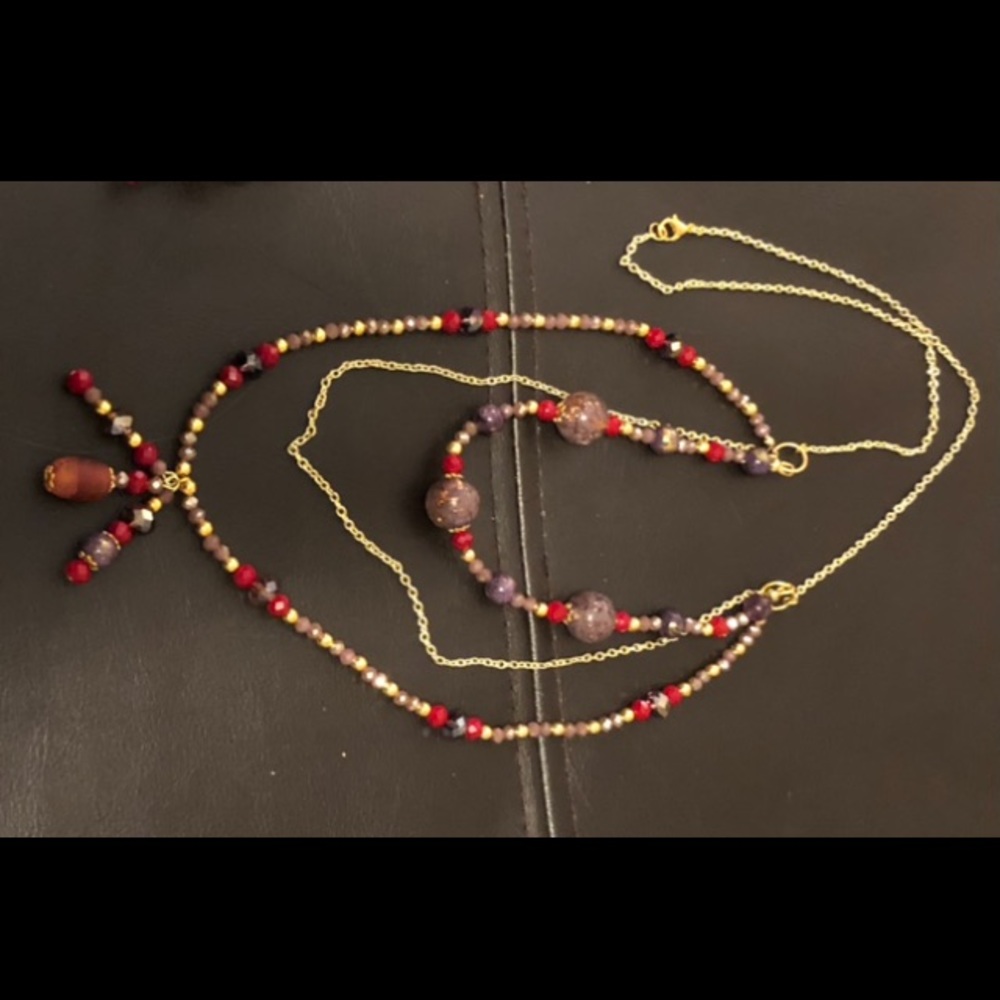 Boho style 36 inch layered necklace.